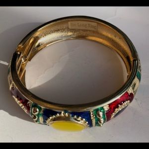 Bracelet Hinged Jiu Long Xing Multicolor enamel goldtone